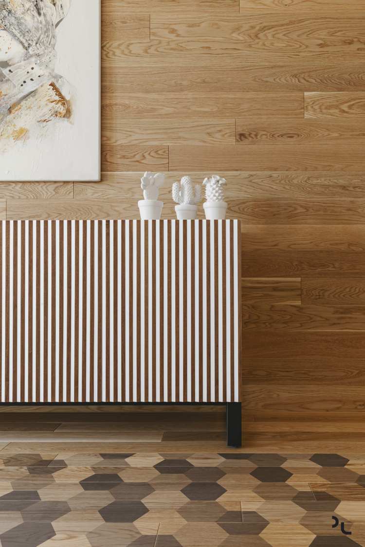تفاصيل غرفة المعيشة الخشبية الحديثة خزانة جانبية جدار الكسوة الخشبية عزر
