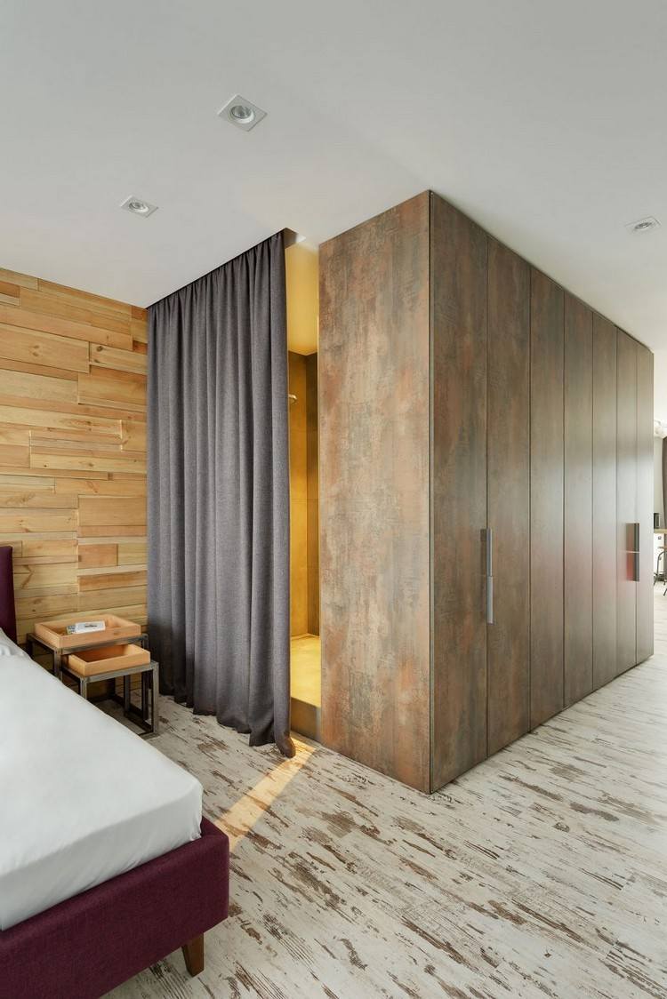 ستارة خشب - فولاذ - تصميم داخلي - غرفة نوم - حمام - حاجز زجاجي
