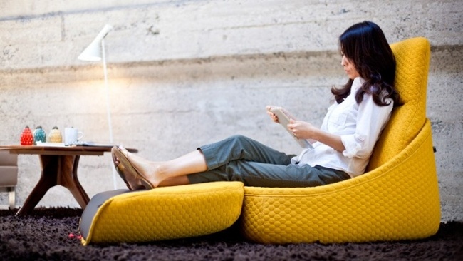هوسو كرسي صالة أريكة ذات مقعد واحد قابلة للطي أصفر
