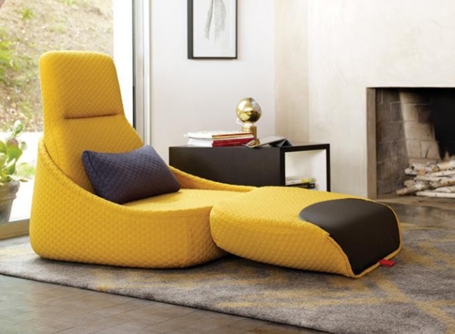 كرسي صالة Coalesse Hosu تنجيد أصفر مدفأة بتصميم حديث