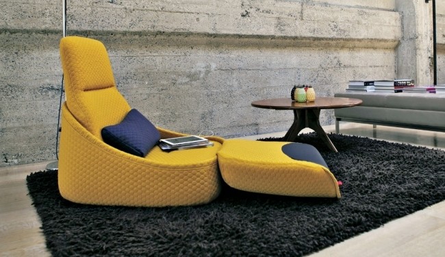 تصميم هوسو كرسي بذراعين أصفر قابل للطي كرسي استرخاء