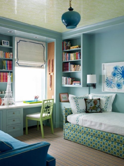 الفروق الدقيقة الخضراء في غرفة النوم أفكار التصميم الداخلي في النعناع