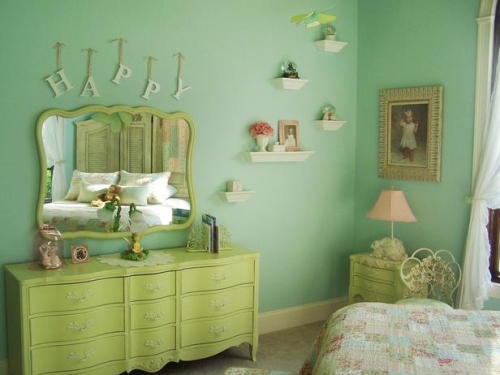 ديكورات غرف نوم باللون الأخضر