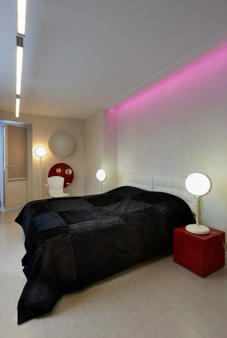 إضاءة غير مباشرة-أفكار-غرف نوم-وردي-ضوء-سقف
