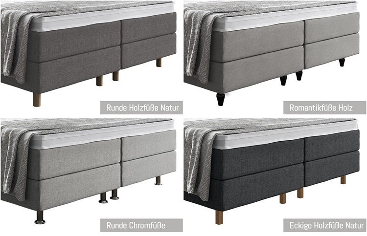 سرير زنبركي مربع مكون من أرجل مختلفة مصنوعة من الخشب أو الكروم