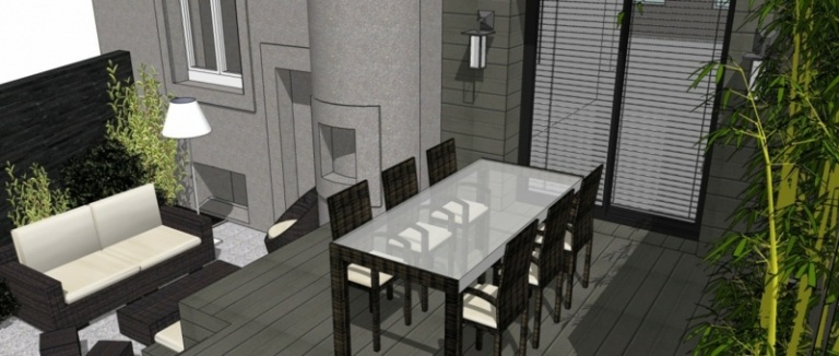 الداخلية الأسود معلمة 3d الخيزران سقف شرفة طاولة الطعام