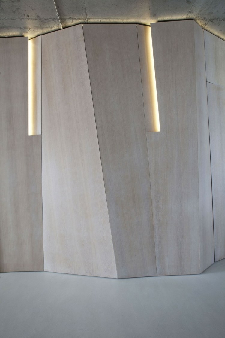 إضاءة غرفة الجدار الكسوة الخشب الخرسانة النمط الياباني