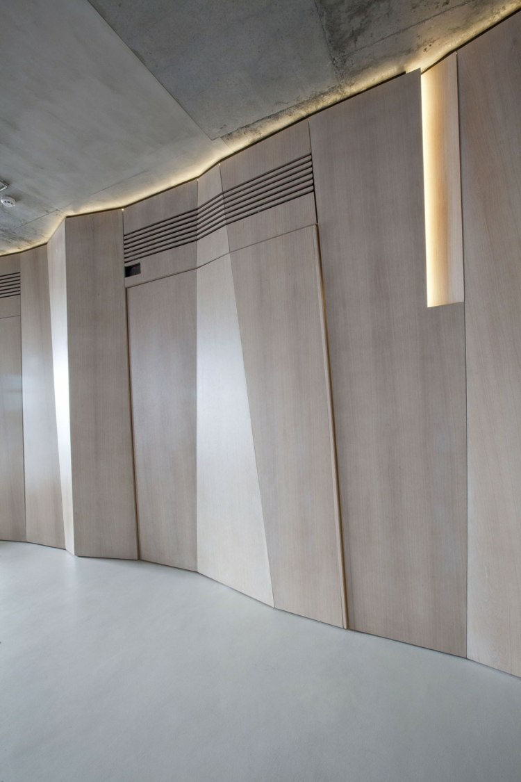 تصميم سقف الشقة ملموسة على الطريقة اليابانية جدار التقسيم الخشب