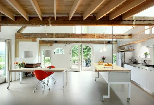 جزيرة المطبخ الخشبي المضادة للأفكار الأنيقة التصميم الأنيق