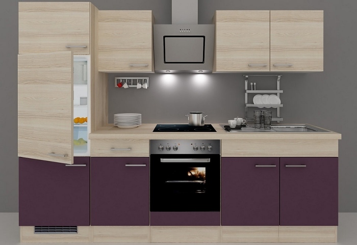 مطبخ صغير-بورتلاند-الاجهزة الكهربائية-قاعدة-مجموعة-ابواب-ملونة