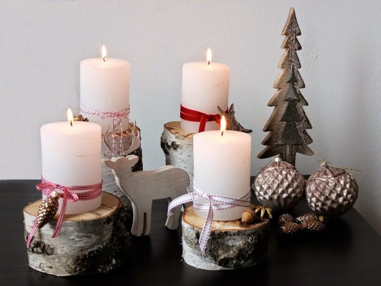 شرائح شجرة المواد الطبيعية شمعدانات عيد الميلاد