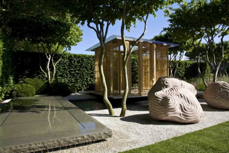 حصى - حديقة - حجر - أفكار - نباتات - على الطريقة اليابانية