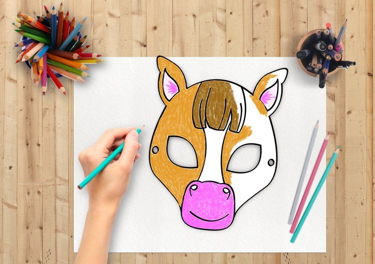 قناع حصان تينكر ورسم أفكار DIY للكرنفال للأطفال في رياض الأطفال والمدرسة الابتدائية