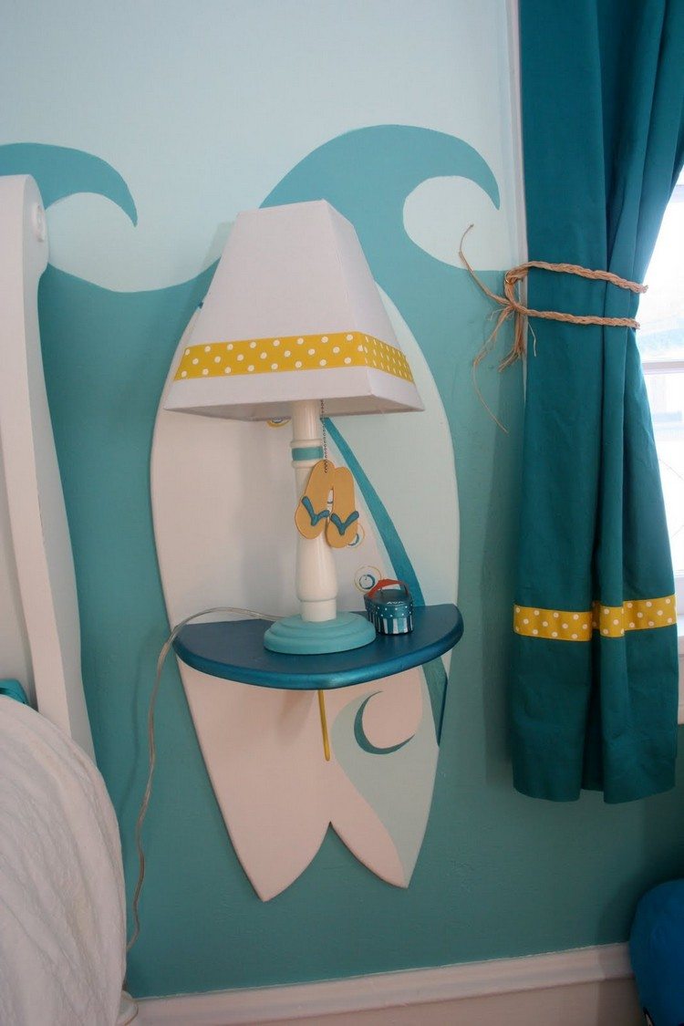 ديكور غرف اطفال - افكار - شعار - تصفح - جدار - تصميم - موجات - رف - طاولة سرير جانبية