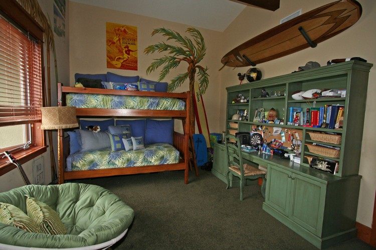 ديكور غرف اطفال افكار-شعار-تصفح-خشب-سرير-رمل-جدار-دهان-اثاث-اخضر