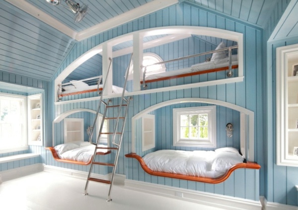 فكرة تصميم غرفة الأطفال - أسرة من مستويين