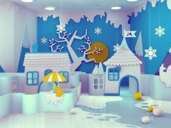 غرفة أطفال بأفكار موضوعية لتزيين غرفة الأطفال بقصة خرافية شتوية