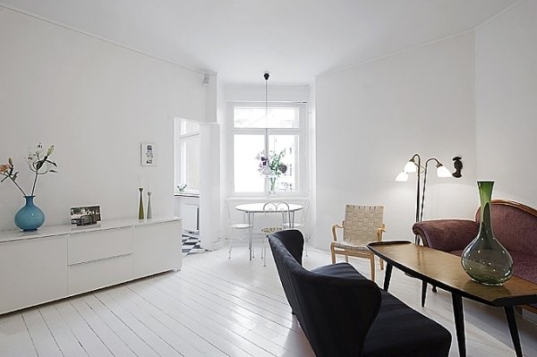 مصابيح أرضية خشبية لغرفة المعيشة باللون الأبيض