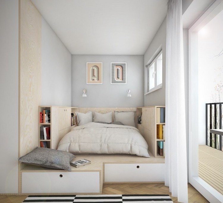 غرفة نوم صغيرة - الاستخدام الأمثل - حسب الطلب - أثاث - مساحة تخزين