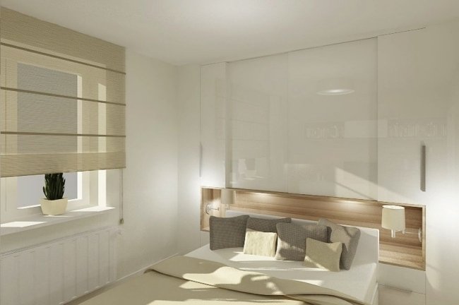 غرفة نوم صغيرة بيضاء عالية اللمعان ecru الخشب مكانة