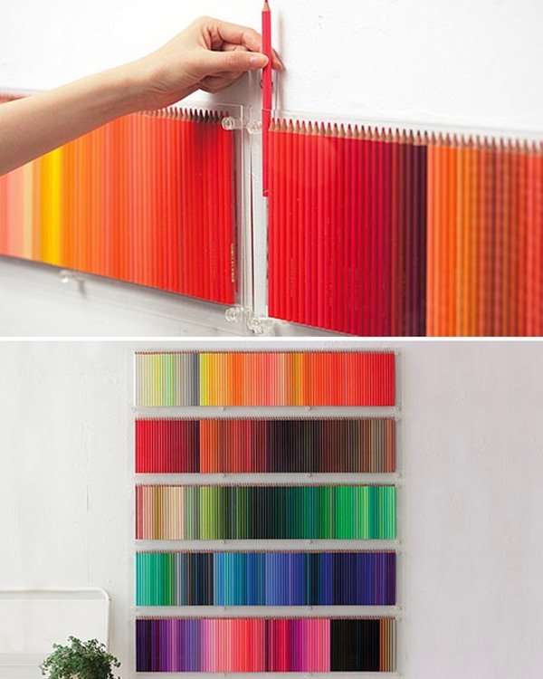 أفكار أقلام ملونة DIY لتزيين الجدران