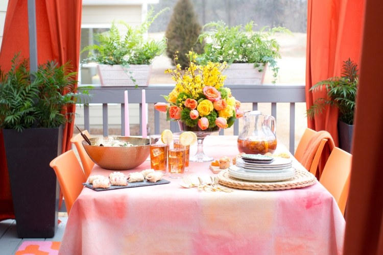 زخرفة الحفلات - الربيع - الديكور - مفرش المائدة - البرتقالي - الوردي - الألوان