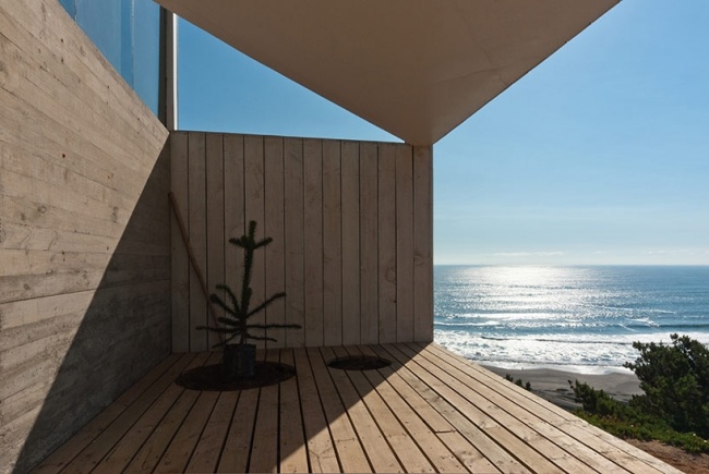 منزل على الشاطئ - مع إطلالة على البحر - شرفة سطح خشبية في تشيلي