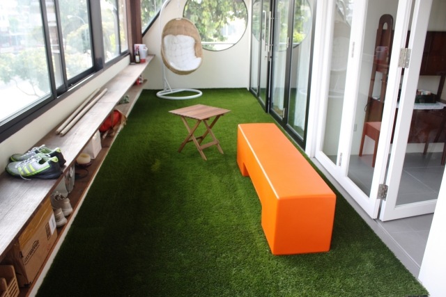 العشب الاصطناعي شرفة الأرضيات الخضرة كرسي معلق مقعد