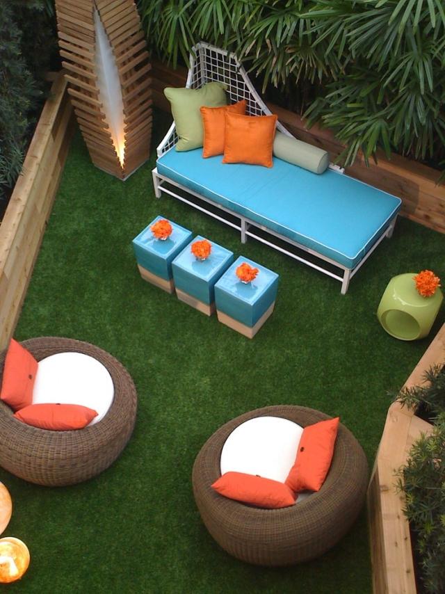 شرفة شرفة العشب الاصطناعي دائم الخضرة أثاث صالة ملونة