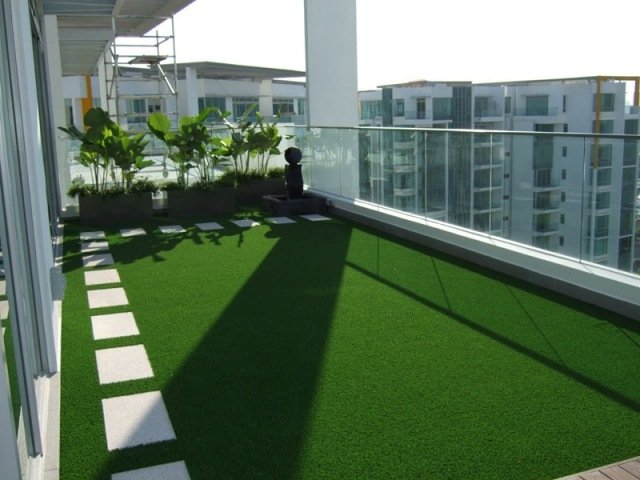 العشب الاصطناعي لشرفة الشرفة الديكور السجاد حديدي الزجاج الأرضيات