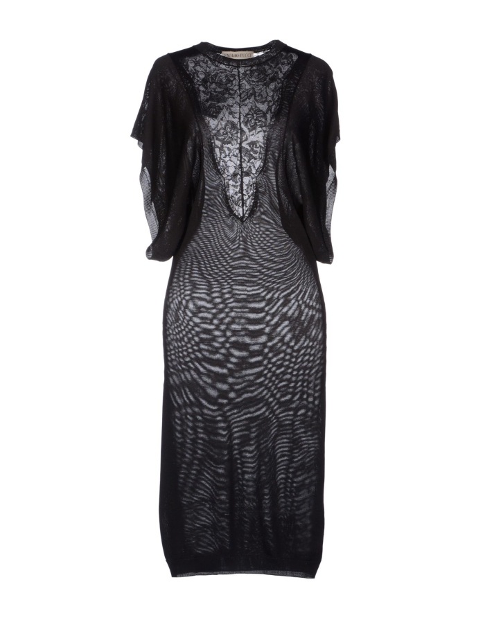 المعانقة الشكل مساء اللباس الأسود الزخرفية الأكمام الدانتيل على الظهر إميليو بوتشي