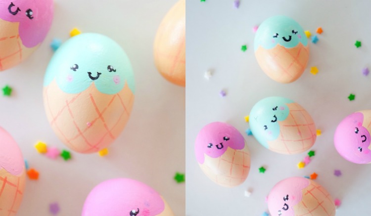 مضحك-بيض-عيد الفصح-تصميم-كرة الجليد-وافل-حلو-ألوان الباستيل