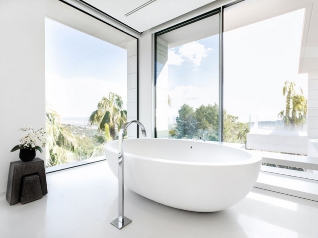 الحمام السيراميك حوض الاستحمام الفولاذ المقاوم للصدأ صنبور نافذة بانورامية