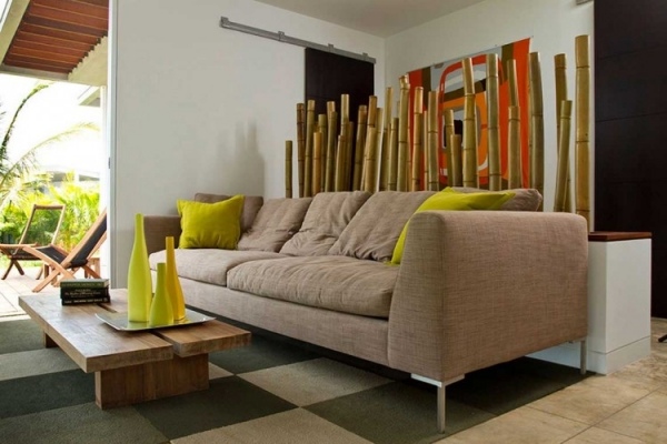 غرفة المعيشة ديكو الخيزران الاسترخاء تصميم أريكة