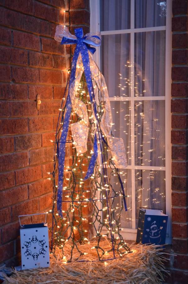 أضواء عيد الميلاد الصمام أضواء الجنية مدخل المنزل الشريط الأزرق