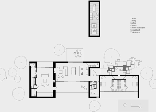منزل جبال العمارة الحديثة رسم تخطيطي