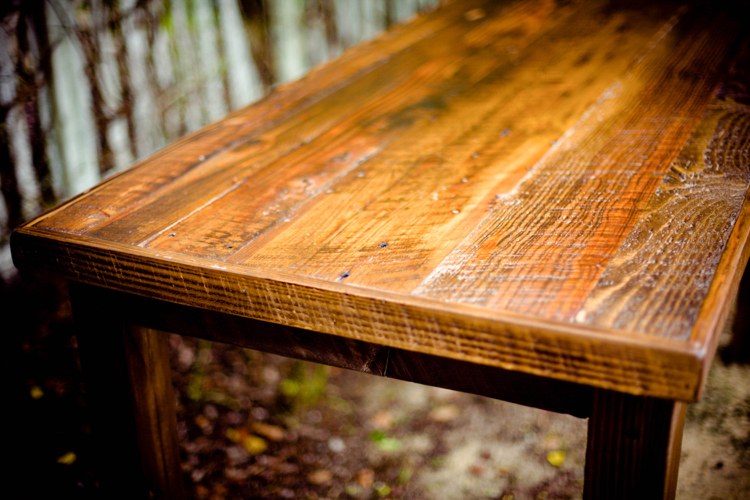 طاولة خشب متينة - مستطيلة - خشب - تشديد الحبوب