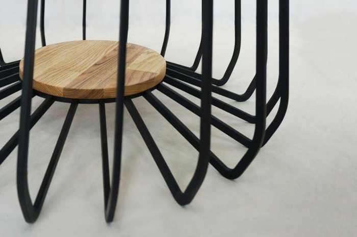 طاولة القهوة تصميم موجة جمع الخشب الصلب الرماد