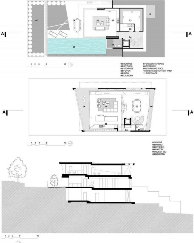 المخططات المعمارية مخطط طابق فيلا مدينة بواجهة زجاجية
