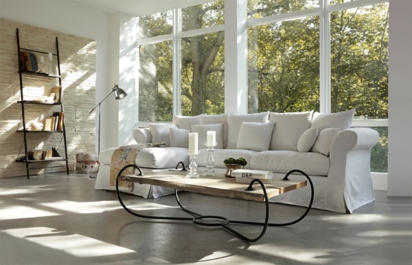 غرفة المعيشة أفكار غرفة المعيشة طاولة أريكة بيضاء أثاثات على الطراز الريفي