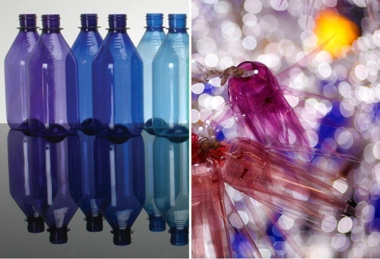 العبث بالأفكار الإبداعية الملونة من الزجاجات البلاستيكية