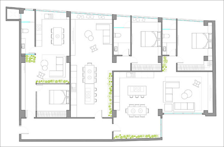 مخطط أرضي - مخطط - شقة - تصميم داخلي - إعادة تصميم