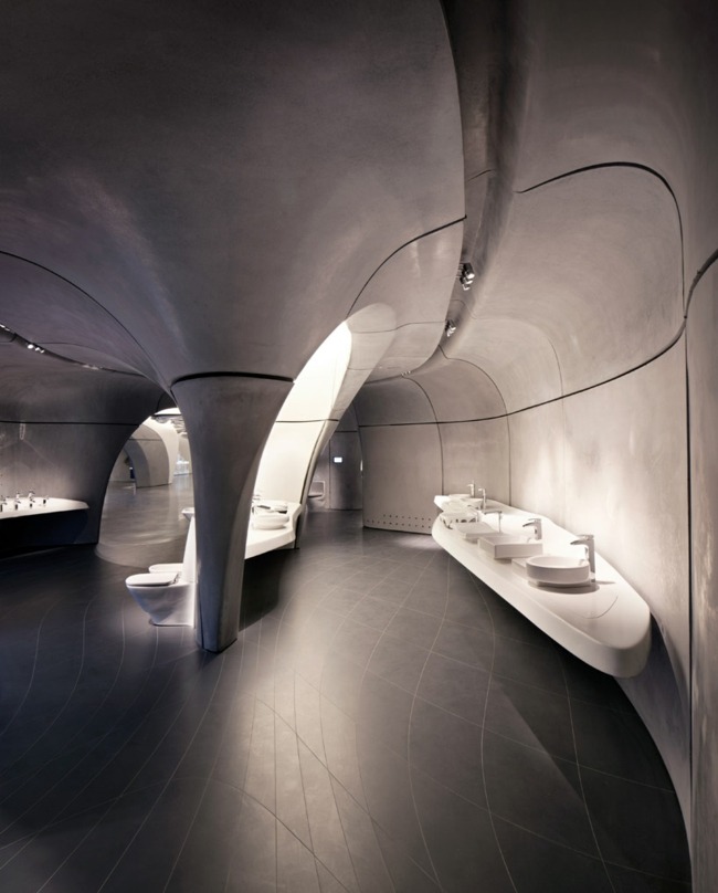 معرض الحمام الحديث جدران لندن الخرسانية