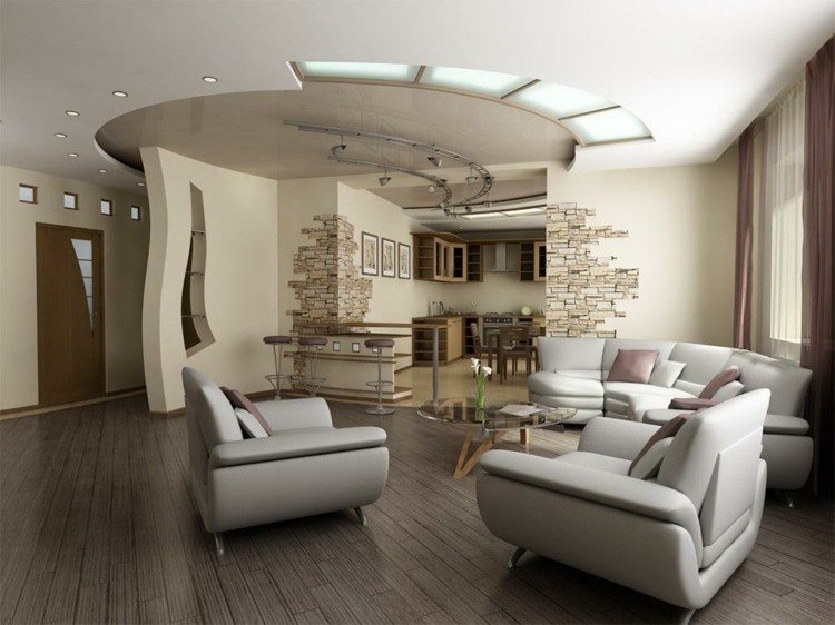 تصميم سقف حديث مستدير من الطوب مجموعة الأريكة المطبخ