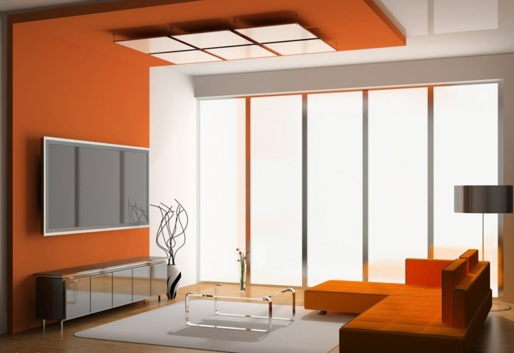 تصميم السقف لوحات التلفزيون الحديثة لمعان البرتقالي