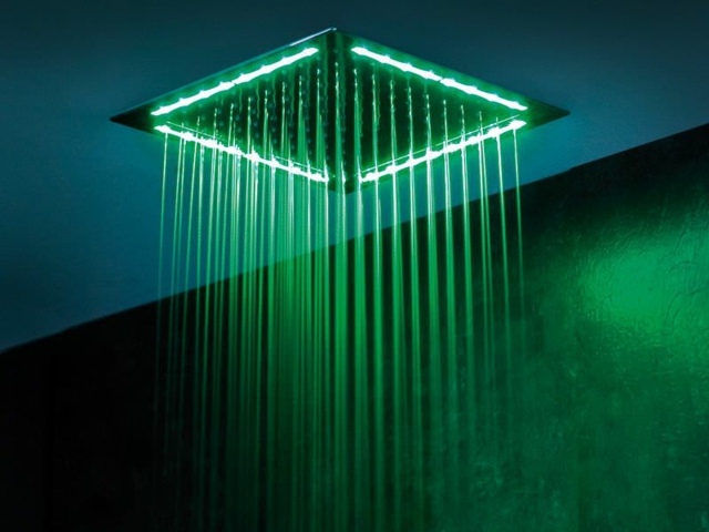 دش مطري - حائط - LED - إضاءة - متكاملة - لون أخضر - حديث