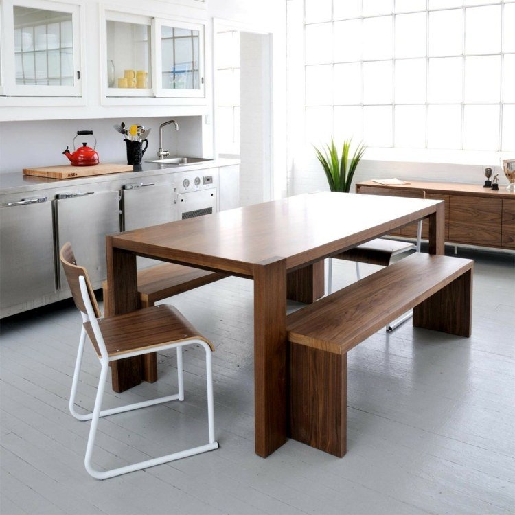 تأثيث غرفة الطعام الحديثة أسلوب بسيط مقاعد البدلاء الخشب الصلب المطبخ