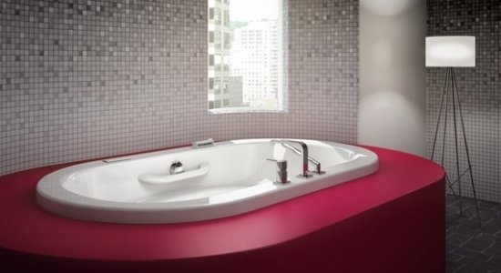 بانيو بيضاوي تصميم ارجواني افكار حديثة للحمام