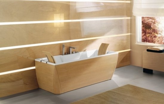 حوض الحمام - ألواح الجدران الخارجية الكسوة الخشبية