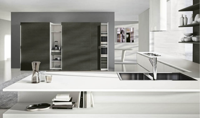 سلسلة المطبخ الحديث دوموس فال بتصميم أرفف مطبخ زاوية رمادية بيضاء